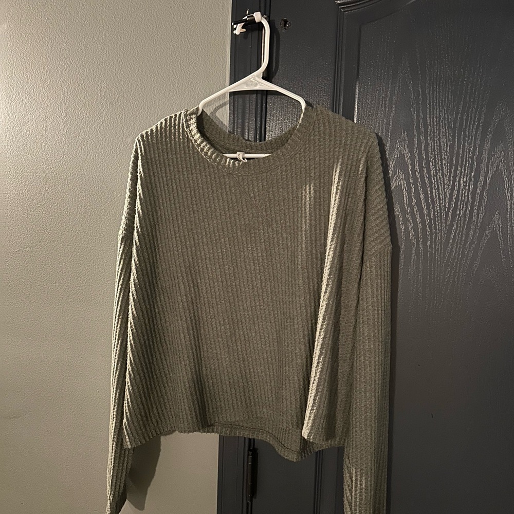 Women's Ribbed Sweater - Olive Green